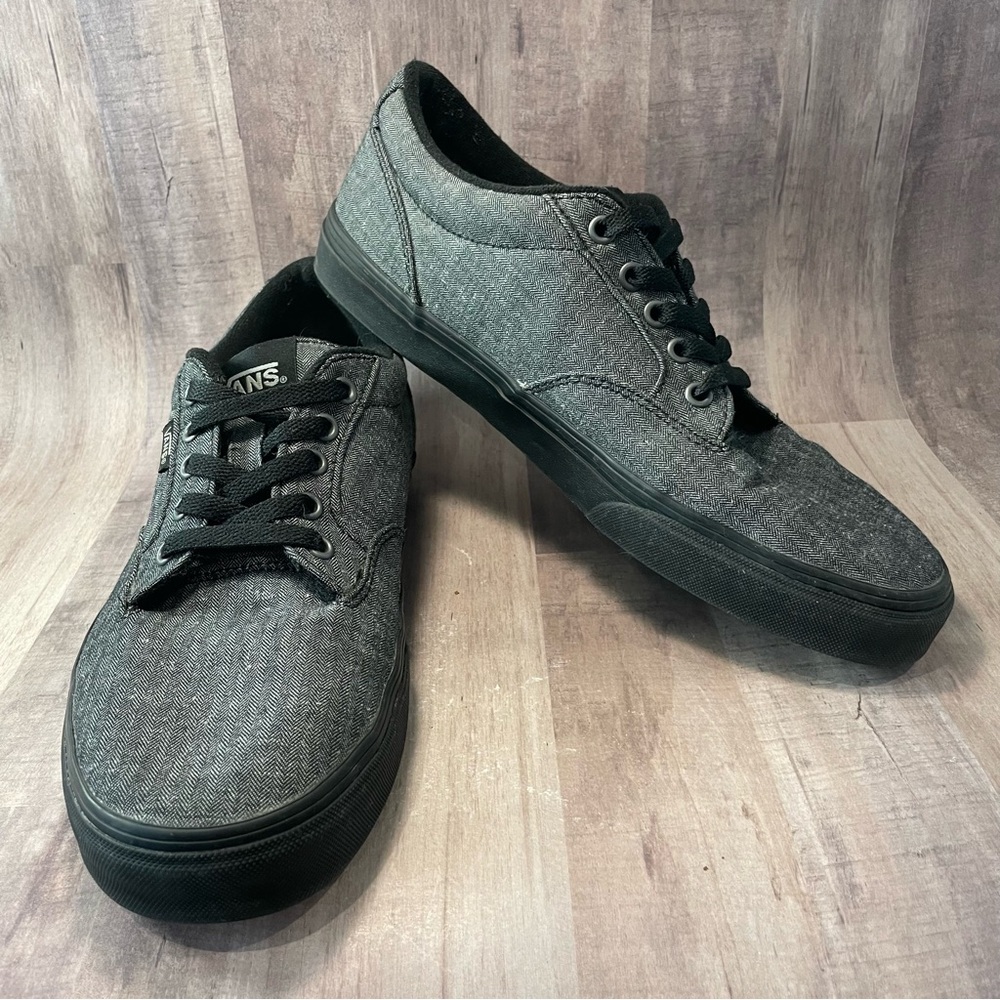 Vans Atwood Deluxe Shoes Mens Size 10.5 Comfort Gray Black Canvas Skate